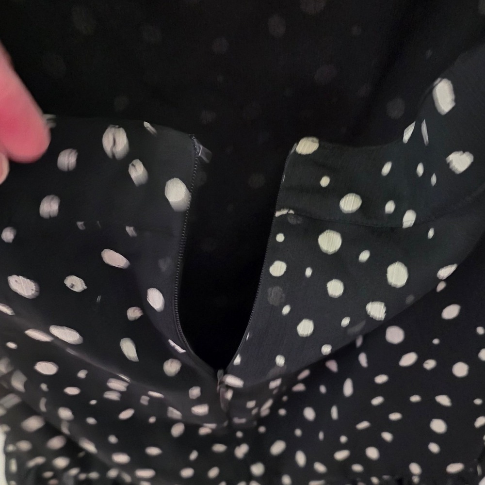 Urban Outfitters Ruffle Trim Rara Polka-Dot Mini-Skirt XL Black Tan Whimsigoth - Picture 10 of 12